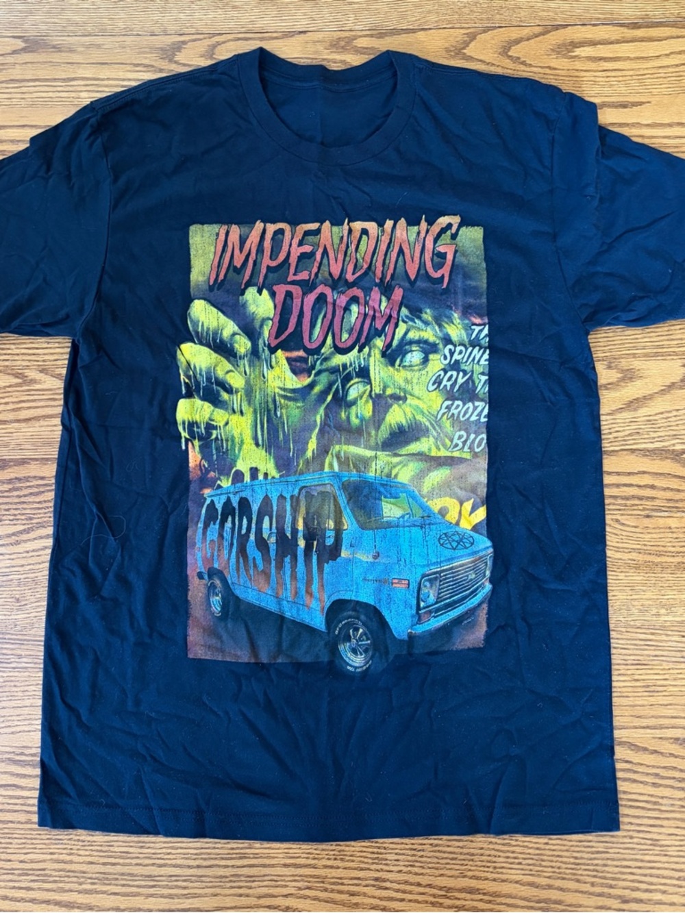 Impending Doom Graphic Tee - Black with Neon Print